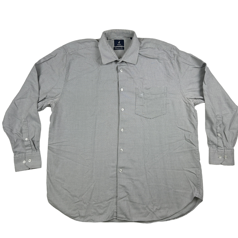 Polo Ralph Lauren Shirt Mens 44 Regular Fit Button Down Micro Check Cotton